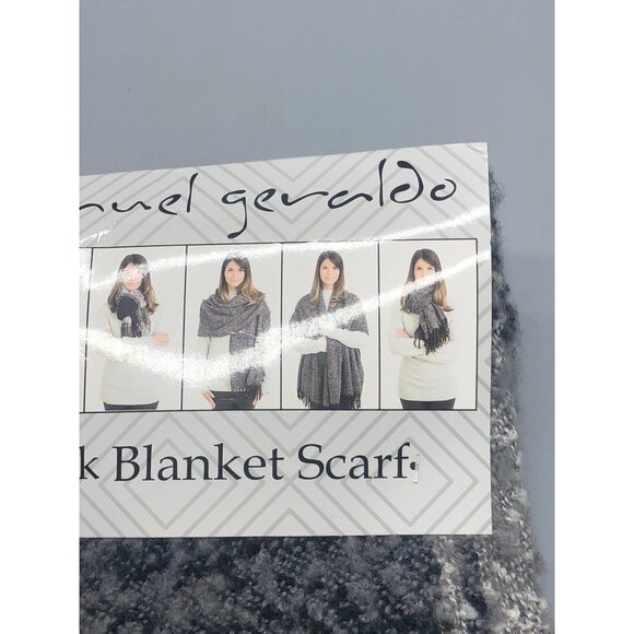 Emanuel Geraldo 2 pack blanket scarf wrap knit fringe polyester gray new READ - Picture 8 of 11